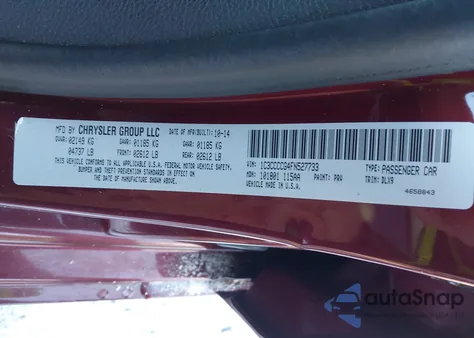 2015 Chrysler 200 C z USA, uszkodzony, nr VIN 1C3CCCCG4FN527733